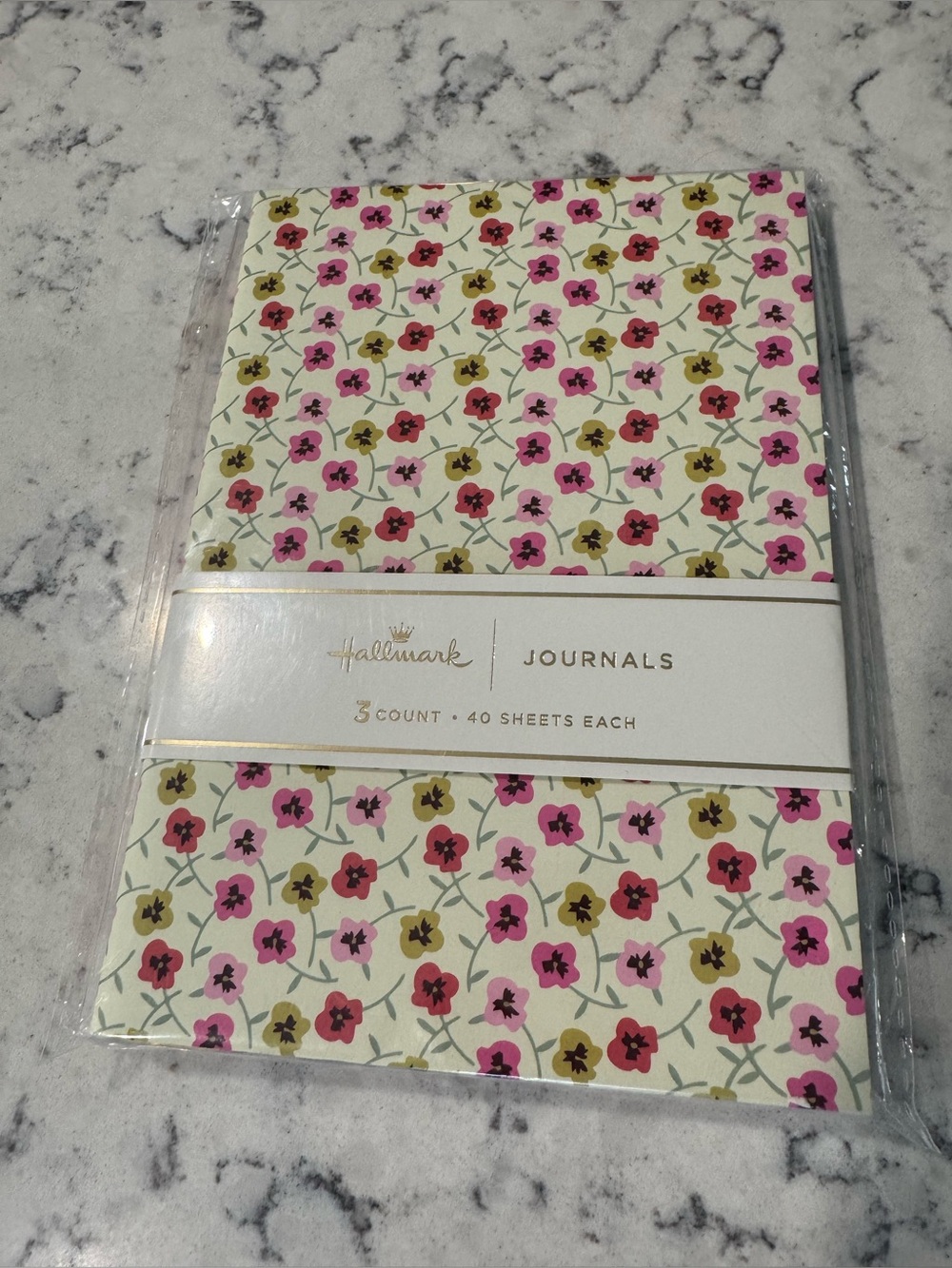 Hallmark Floral Notebook Set - Pink, Olive & Cream New in sealed packaging